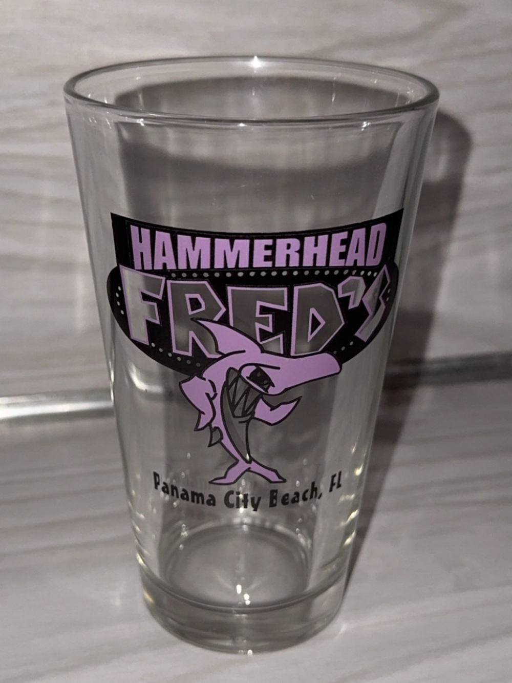VTG Hammerhead Fred’s Glass Tumbler Drinking Cup Panama City Beach FL